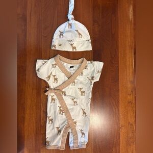 Monica + Andy Baby Romper and Hat Set with Deer Print